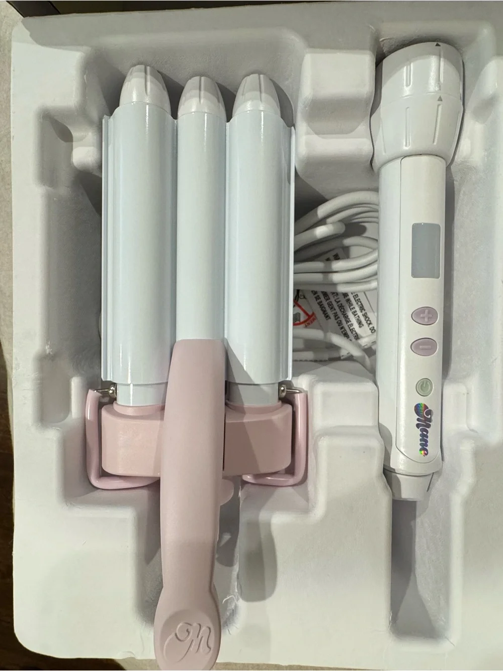 MANE Triple Ripple Mini Waver - White & Pink